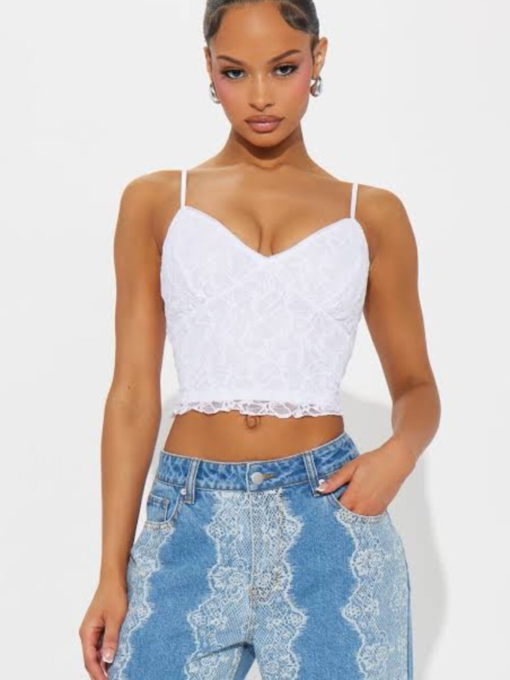 Fashion Nova Women's White Crop-top size small boho